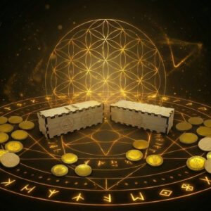 THE GOLDEN FUTHARK: Set de Runas Vikingas Reales y Caja de Poder